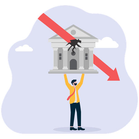 Businessman facing bank loan issues  Illustration