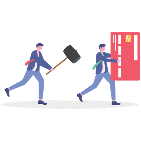 Businessman facing bankruptcy problem  Illustration