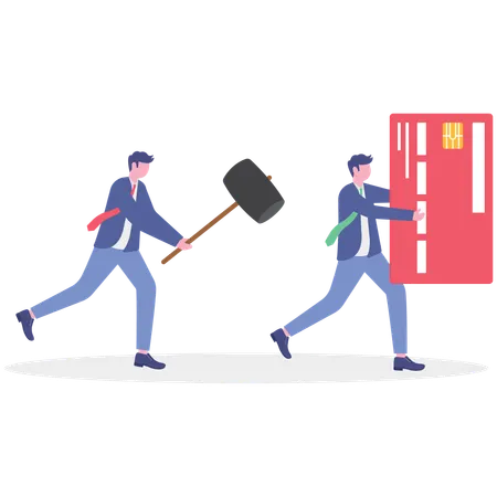 Businessman facing bankruptcy problem  Illustration