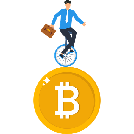 Businessman facing Bitcoin Investment Risk  Illustration