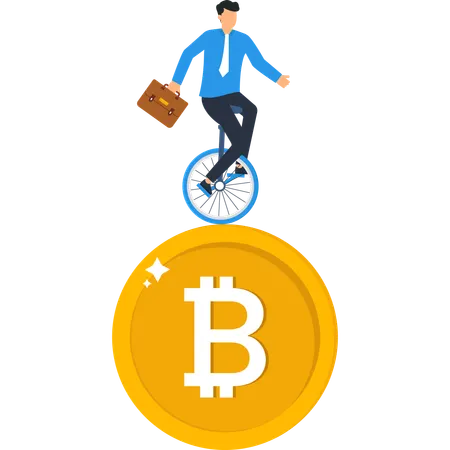 Businessman facing Bitcoin Investment Risk  Illustration