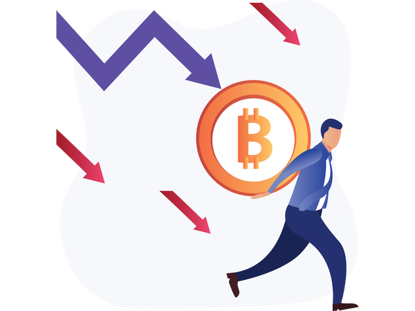 Businessman facing Bitcoin Recession  Illustration
