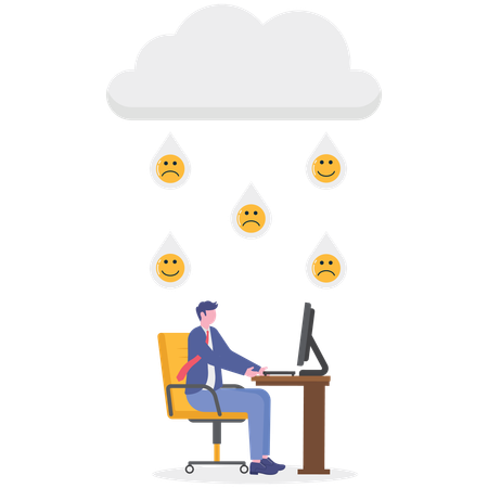 Businessman facing business anxiety  Illustration