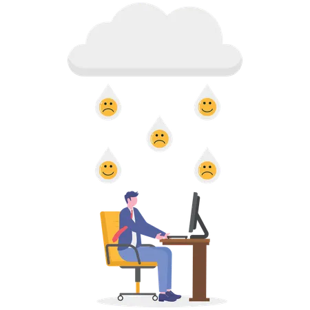 Businessman facing business anxiety  Illustration
