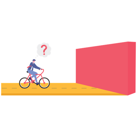 ビジネス上の障壁に直面するビジネスマン  イラスト