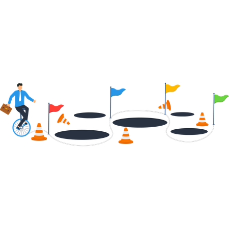 Businessman facing business challenge  Illustration