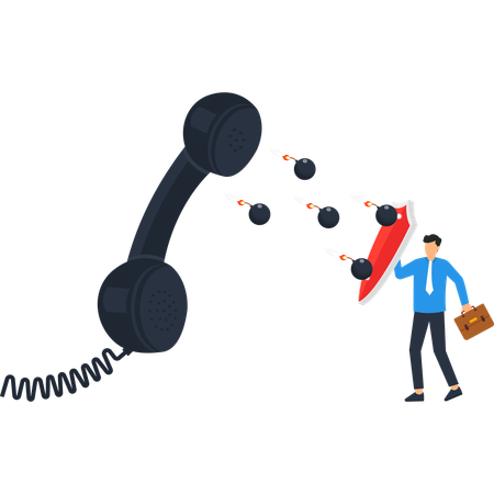 Businessman facing business communication crisis  Illustration