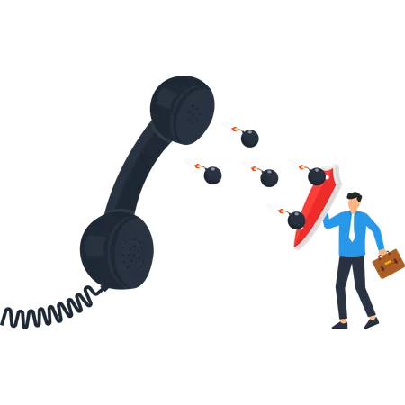 Businessman facing business communication crisis  Illustration