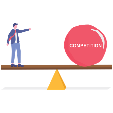 Businessman facing business competition  Illustration