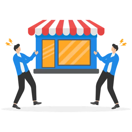 Businessman facing business competition  Illustration