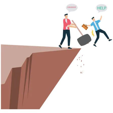Businessman facing business conflict  Illustration