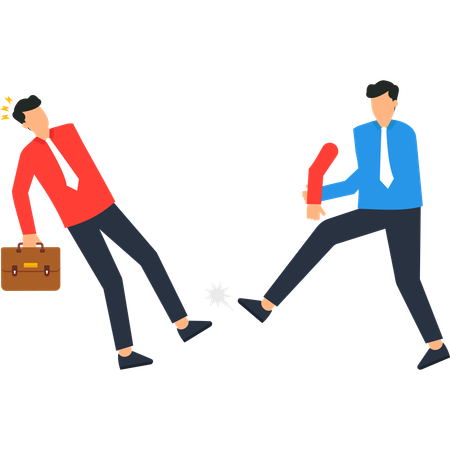 Businessman facing business conlfict  Illustration