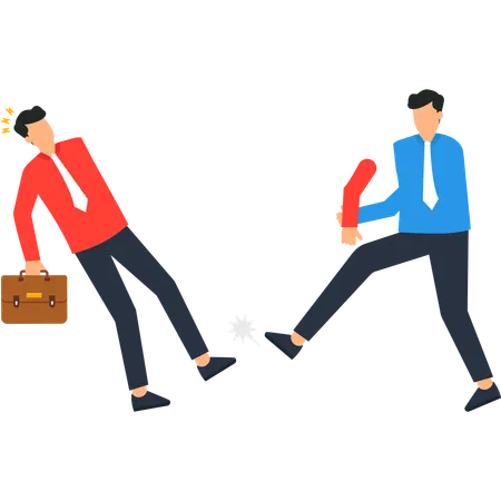 Businessman facing business conlfict  Illustration