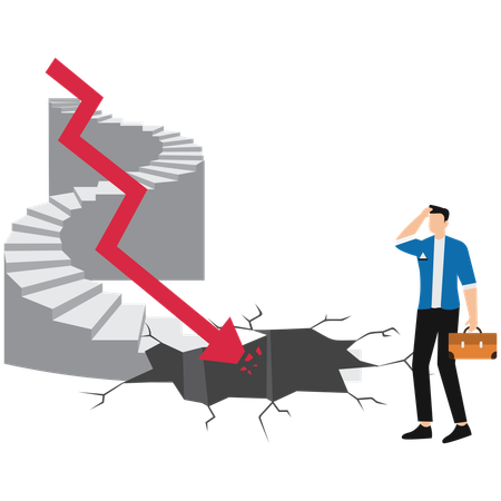 Businessman facing business crash  Illustration