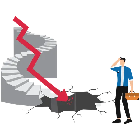 Businessman facing business crash  Illustration