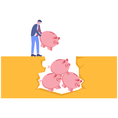 Businessman facing business depreciation  Illustration