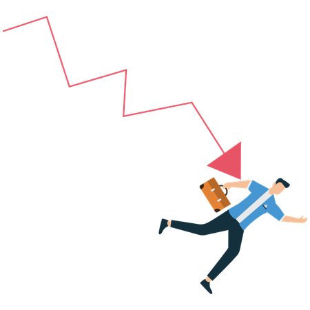 Businessman facing business downfall  Illustration