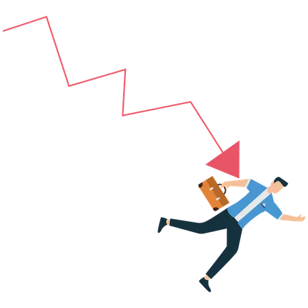 Businessman facing business downfall  Illustration