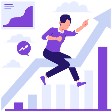 Businessman facing business growth  Illustration