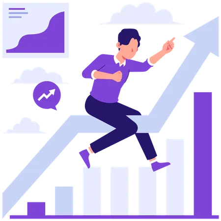 Businessman facing business growth  Illustration