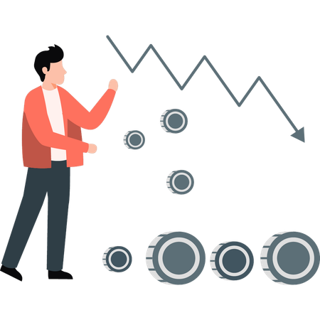 Businessman facing business loss  Illustration