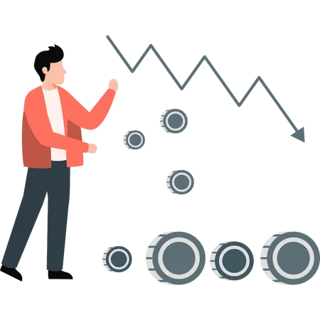 Businessman facing business loss  Illustration