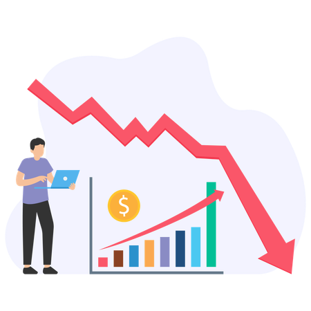 Businessman facing business loss  Illustration