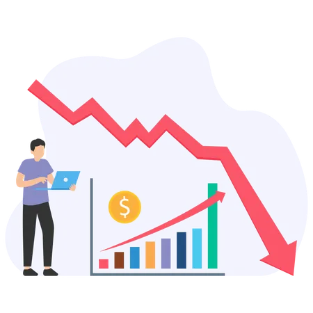 Businessman facing business loss  Illustration