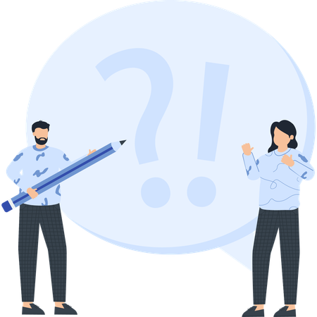 Businessman facing business question  Illustration
