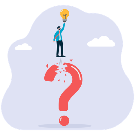 Businessman facing business questions  Illustration