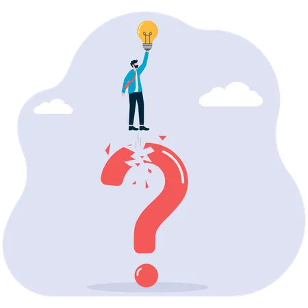 Businessman facing business questions  Illustration