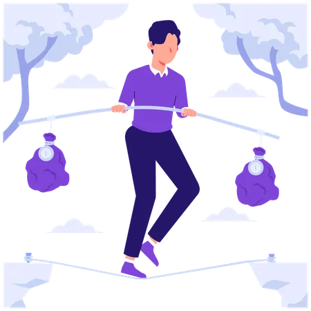 Businessman facing business risk  Illustration
