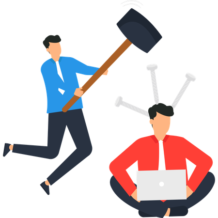 Businessman facing business stress  Illustration