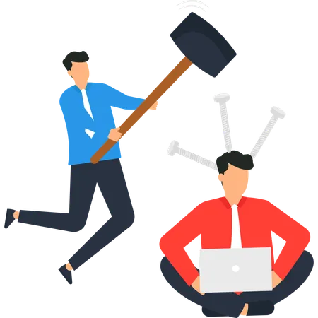 Businessman facing business stress  Illustration