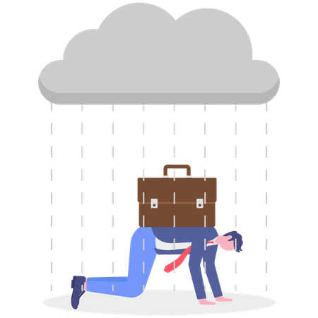 Businessman facing business workload  Illustration