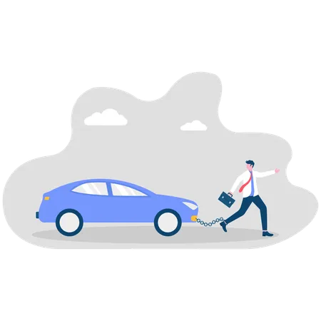 Businessman facing car debt problem  Illustration