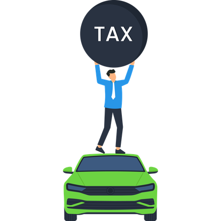 Businessman facing car tax burden  Illustration