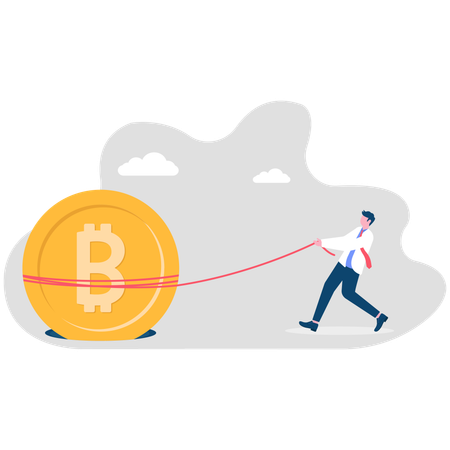 Businessman facing coin crisis  Illustration