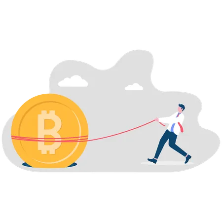 Businessman facing coin crisis  Illustration