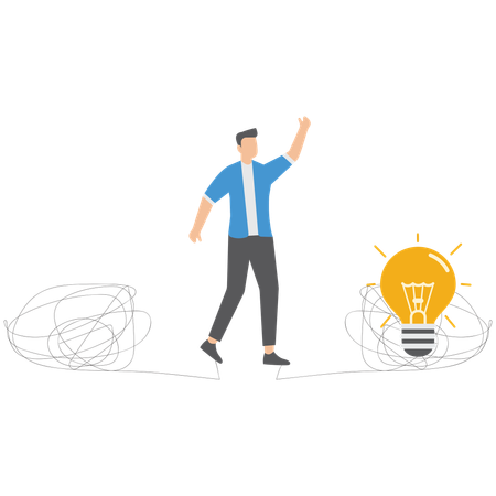 Businessman facing confusion in ideas  Illustration