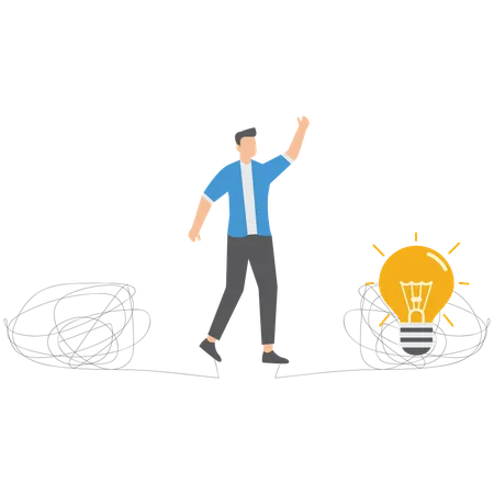 Businessman facing confusion in ideas  Illustration