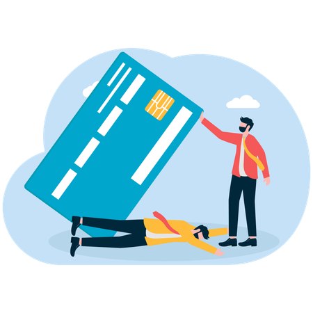 Businessman facing credit card debt  Illustration