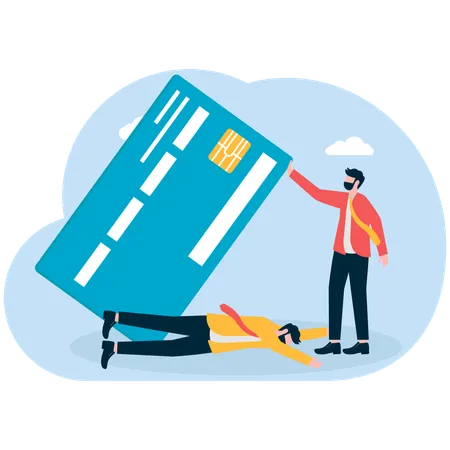 Businessman facing credit card debt  Illustration