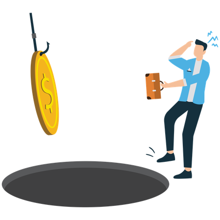 Businessman facing crypto scams  Illustration