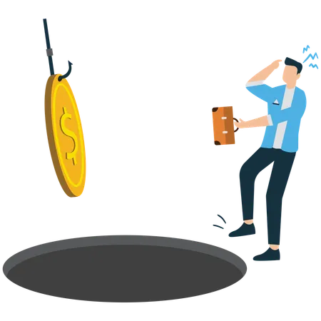 Businessman facing crypto scams  Illustration