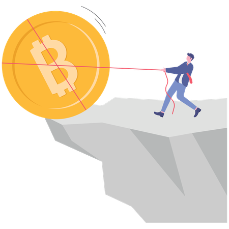 Businessman facing cryptocurrency risk  Illustration
