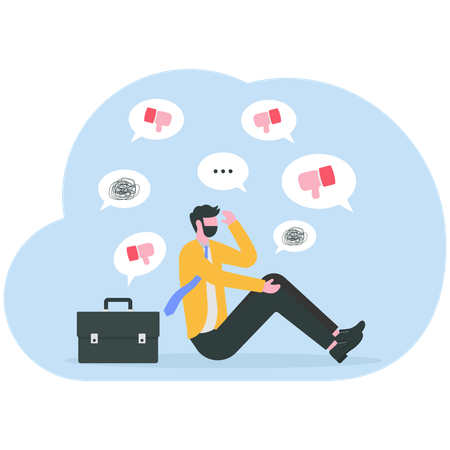 Businessman facing cyber bullying  Illustration