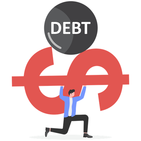 Businessman facing debt burden  Illustration