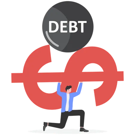 Businessman facing debt burden  Illustration