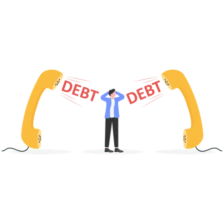 Businessman facing debt burden  Illustration